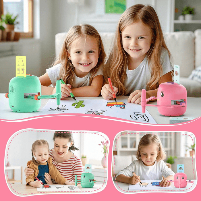 3+ Yaş Eğitici Montessori Oyuncak – Çizim Robotu, 100 İngilizce Kart & Sesli Etkileşim
