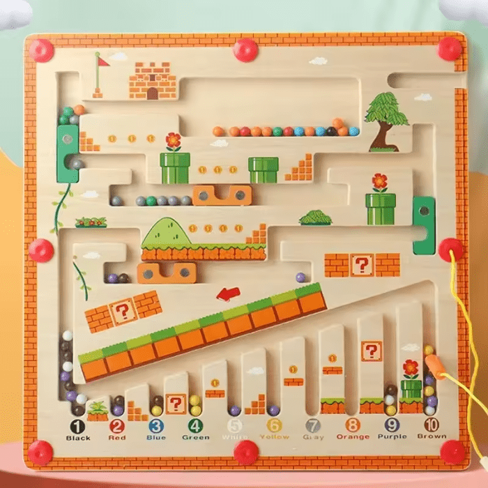 3 4 5 Yaş Montessori Eğitici Oyuncak, Manyetik Renk ve Sayı Labirenti, Ahşap