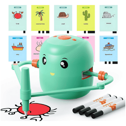3+ Yaş Eğitici Montessori Oyuncak – Çizim Robotu, 100 İngilizce Kart & Sesli Etkileşim